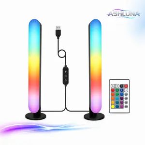 ASHLUNA RGB Smart Light Bars 2-Pack, USB Powered Desktop Gaming Lights with Remote, 10 Scenes and Flexible Placement