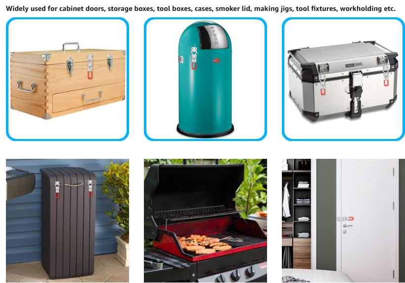 6 Pack Toggle Latch Clamp 4001, Adjustable Latch, Smoker Clamps Heavy Duty Latches, 330Lbs Holding Capacity Pull for Lid Jig, Tool Box Case (24PCS Screws)