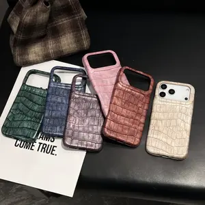 Vintage Crocodile Texture Phone Case for iPhone 17 16 15 14 13 12 11 Pro Max, Soft Ai Material, Creative Holiday Gift, Anime Lover Protection Cover
