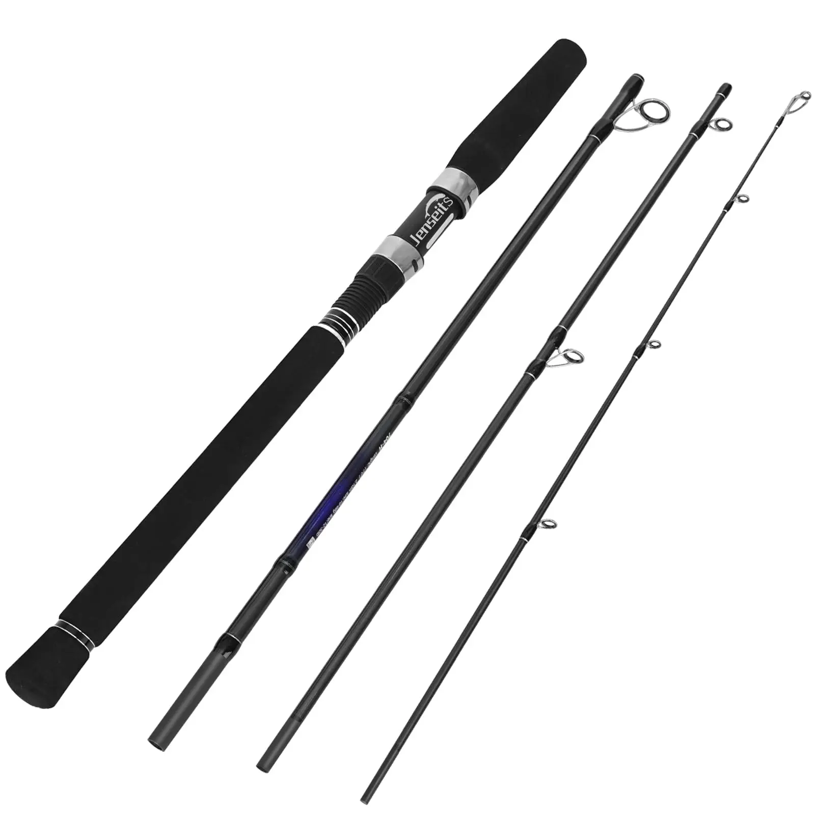 【Summer Wins】 Jenseits Carbon Fiber Jointed Spinning Rod - 7' Portable 4-Piece Saltwater Spinning Pole, Saltwater-Resistant Guides, Cork/EVA Grip for Bass, Trout Fishing, Jointed Spinning Rods, Saltwater Spinning Rods