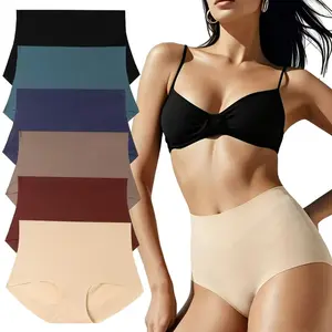 Women's Seamless High-Waist Shapewear Panties - 4/6PC Solid Fabric Lingerie Set, Invisible Hip-Lift Abdomen Compression, Breathable Soft Body-Friendly Briefs, Stretch Minimalist Underwear, Fits S-XXL Plus Size, Daily Wear (Pairs with Jeans)