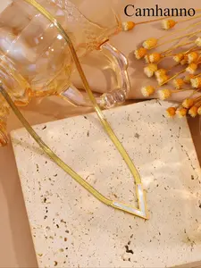 Stainless Steel Blade V-Plate Dainty Necklace, Unisex Fashion Jewelry, Elegant Classic Design, Perfect Daily Wear & Birthday Gift