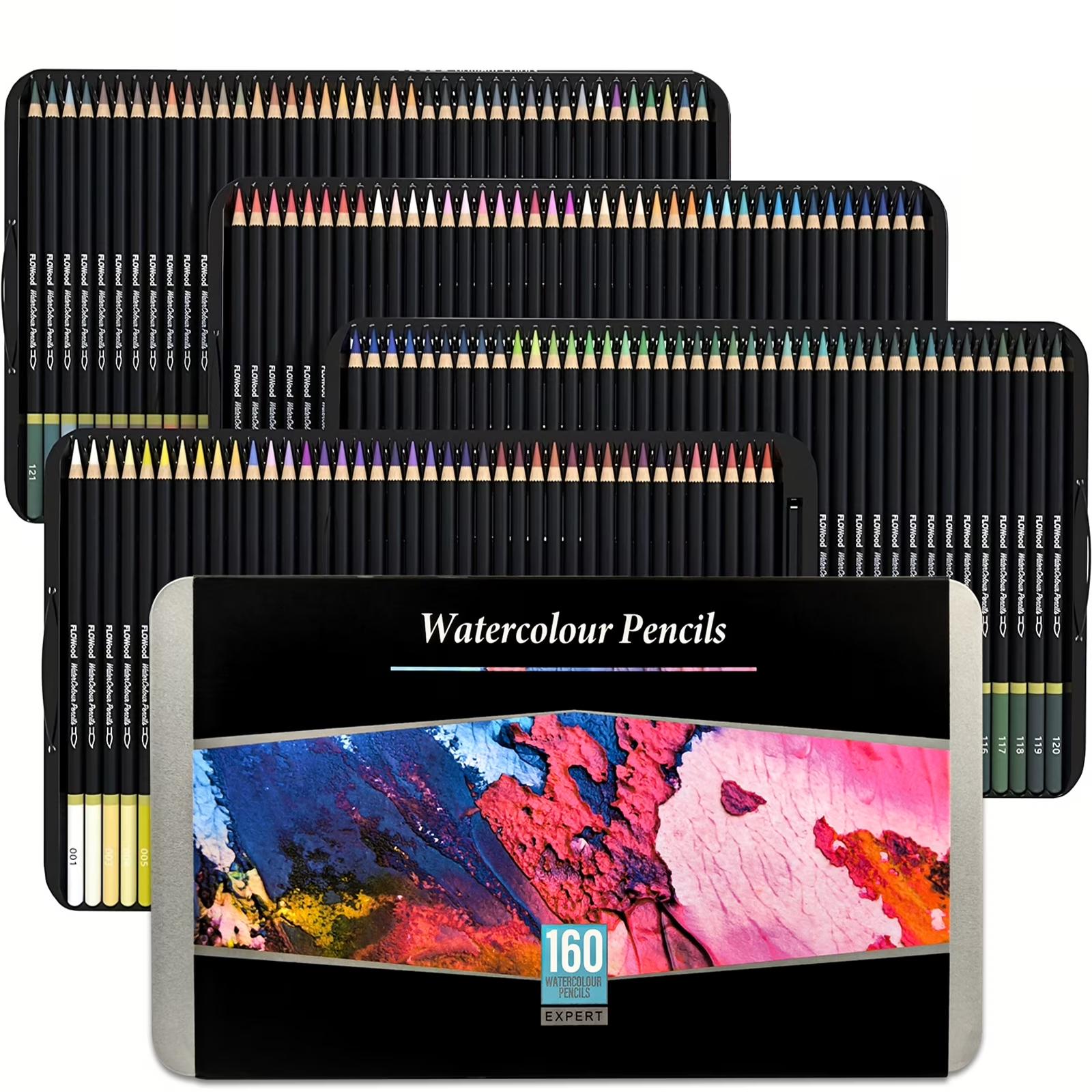 160 Watercolor Pencils, Beautiful Blending Effects with Wet or Dry,Ideal for Coloring Book Blending Sketching- Water Soluble Pencils for Adults