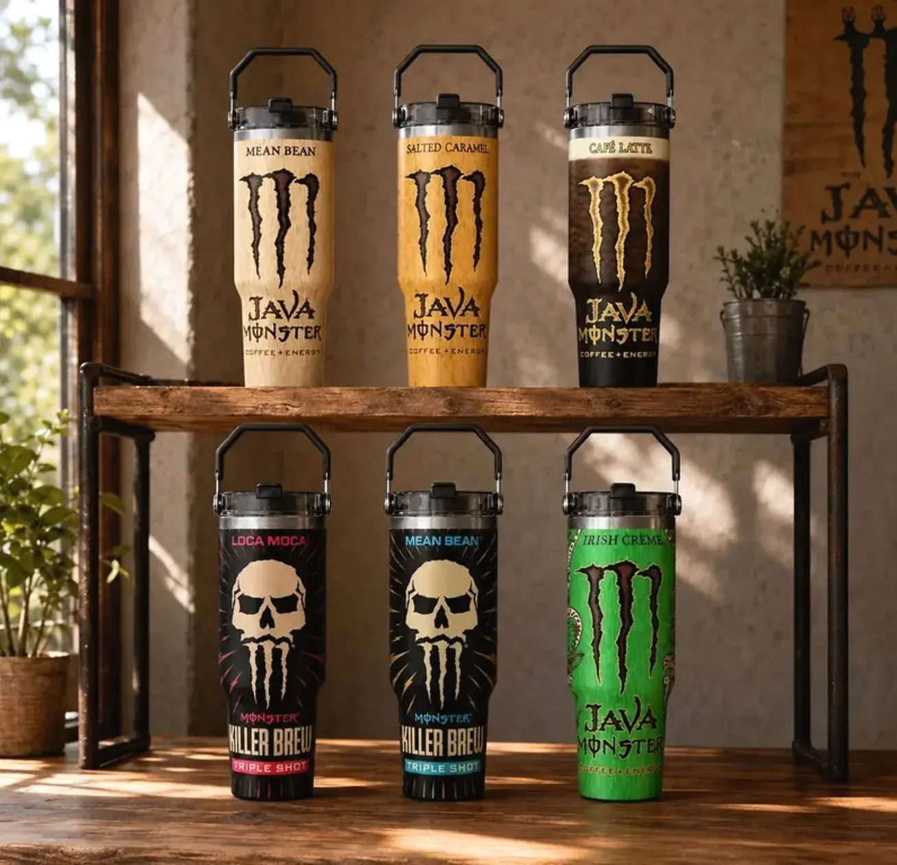Monster x Coffee & Energy Drink 30oz Skinny Tumbler | Handmade Sublimation Tumbler | Stainless Steel Travel Cup | Gift for Energy Drink Fans