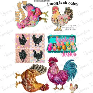 Chicken Lover Mini DTF Transfer Gang Sheet 24.5" Wide x 36" Long Direct To Film Trendy Vibrant Designs for Stylish Wardrobe