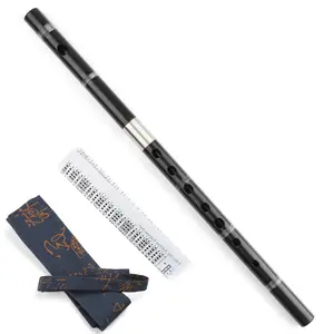 Japanese Shinobu ABS Plastic Flute Black 7 Hon Two Section Musical Instrument, with a Mouthpiece to help to blow