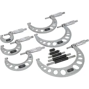 Value Collection Mechanical Outside Micrometer Set: 6 Pc, 0 to 6" Measurement Ratchet Stop Thimble, Steel Measuring Face 105-66-11, No, All Seasons