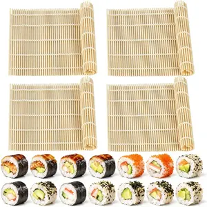 4 Pcs Bamboo Roll Sushi Mat Sushi Roll Maker for Kimbap Sushi Maki Rolls Easy Homemade 9.5" x 9.5"