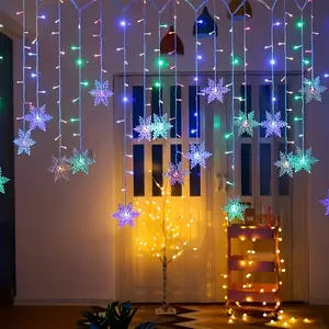 96 Multicolor & Warm White LEDs |   4m USB Snowflake Icicle Lights – Indoor/Outdoor Fairy String Lights, 8 Dynamic Lighting Modes, Perfect for Party and Holiday Decorations, Outdoor Lighting, Christmas Lights