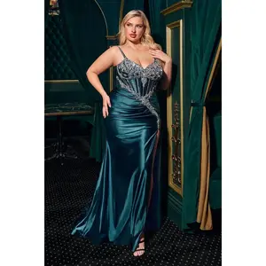 La Divine CM383C - Plus Size Beaded Crystal Dress
