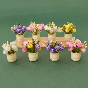 [Miniature Flowers] 5pcs Miniature Colored Flowers Plants | Doll House Simulated Potted Plants with Micro Landscape Decorations Home Decorations Decorative Fruit Ornaments Plastic