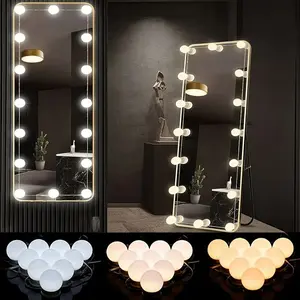 Hollywood-style LED makeup mirror light, available with 10/12/14 bulbs, adjustable three-color lighting, dimmable bulbs, 5V USB power supply, easy button control, dressing table accessory - suitable for bedroom, bathroom, and office makeup mirror lighting