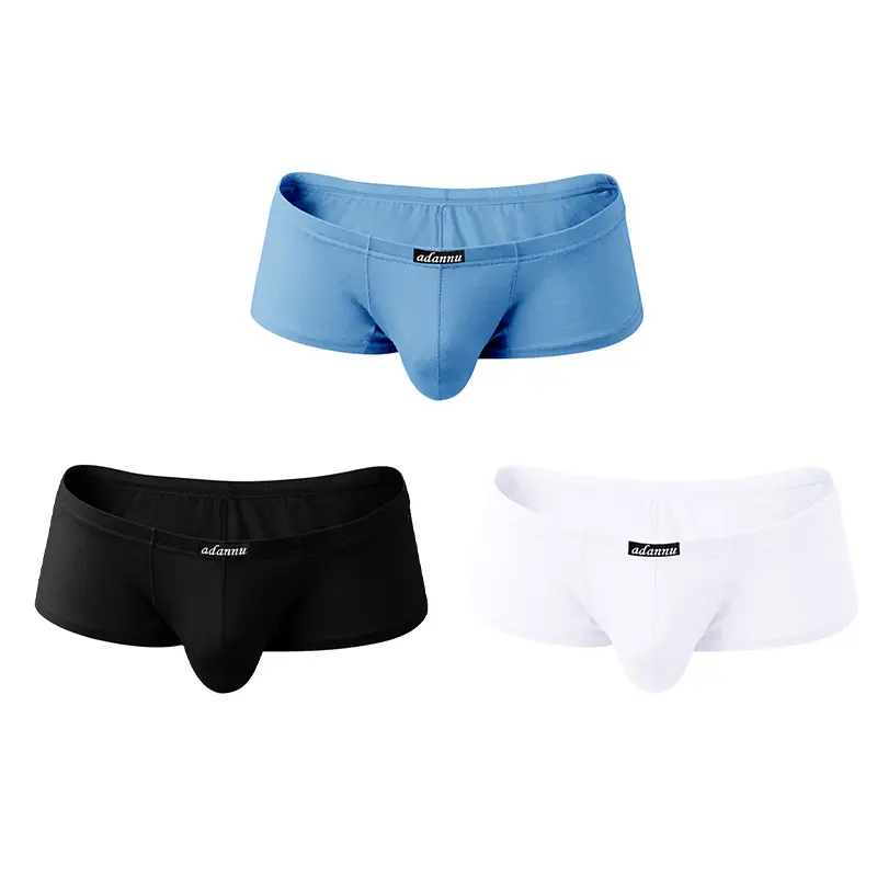 Men's Soft Modal Low-Waist Hip-Hugger Boxer Briefs - Slim Fit, Narrow Edge, Breathable Comfy Innerwear, Sports Fitness Underwear with Sleek Profile