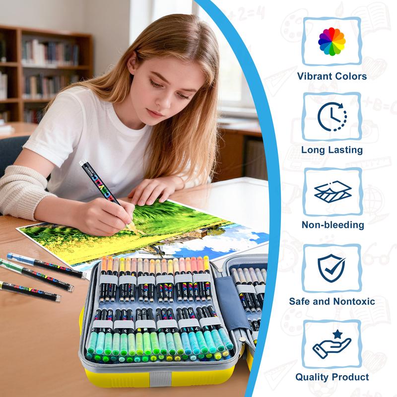 [Limited Sales] 360/288/240 Acrylic Paint Markers Direct Liquid Ink Control System Professional Grade for Rock Painting Canvas Glass Plastic Fabric & Creative Crafts Christmas Gift