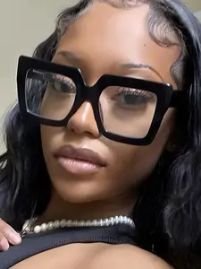 Women's Retro Thick Frame Metal Hinge Blue Light Blocking Glasses, Transparent Lenses for Computer Reading Gaming TV Phone Use, Fashion Frame Eyeglasses