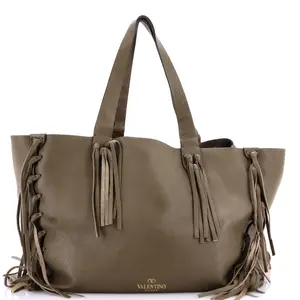 Pre-owned Valentino Leather Tote Bags REBAG Garavani C Rockee Fringe Tote Medium by Rebag