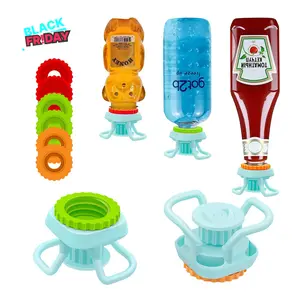 TikTokShopBlackFriday GENTLESHARK 2PC Bottle Emptying Kit with 3 Sizes Flip Caps Money Saver Drink Holders Leak-Proof Reusable Flip for Bottles Upside Down Dispenser Cap Durable Fit Most Bottles Get Last Drop