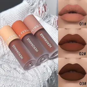 HERORANGE Three-Pronged Matte Lip Glaze Cloak Set, Lipstick, Lipgloss, Multi-Purpose Product, Long-Lasting, Natural, High-Quality, Lightweight and Oil-Free Finish, Suitable for Daily Use with High Color Performance, Ideal for Lovers