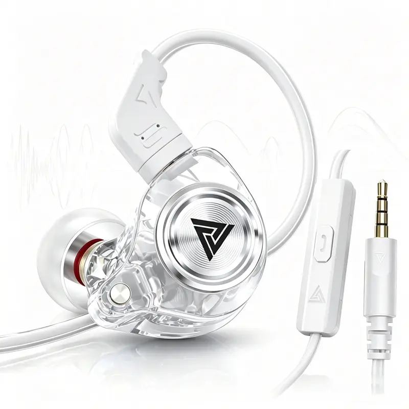 QKZ AK3 Wired In-Ear Earbuds, 3.5mm Jack Gaming Headset with Built-In Mic for Clear Hands-Free Calls, HiFi Heavy Bass Stereo Sound, Lightweight Ergonomic Fit, Durable Braided Anti-Tangle Cable for Sports & Daily Use earphone subwoofer noise cancelling