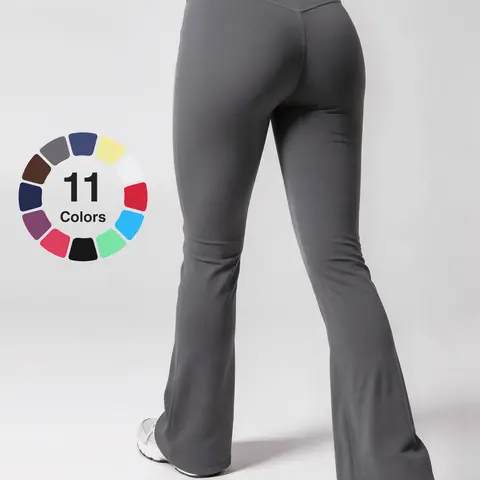 Uncia Active Women's Gold-Color Zipper Pocket Flare Leggings - Quick Dry Workout Clothes Women, Running Yoga Pants, All Seasons Sports Pants Sportswear for Yoga, Gym