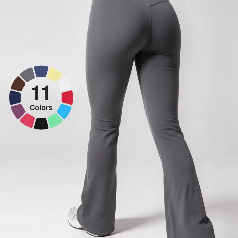 Uncia Active Women's Gold-Color Zipper Pocket Flare Leggings - Quick Dry Workout Clothes Women, Running Yoga Pants, All Seasons Sports Pants Sportswear for Yoga, Gym