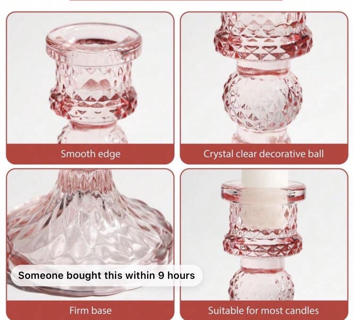 Pink Candle Holder Set of 3 for Home Decor