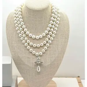 Y2K Style Mini Three-layer Pearl Little Saturn 3D Planet Necklace & Bracelet Premium Titanium Alloy Durable Jewelry for Daily Wear and Parties Fashion Accessory