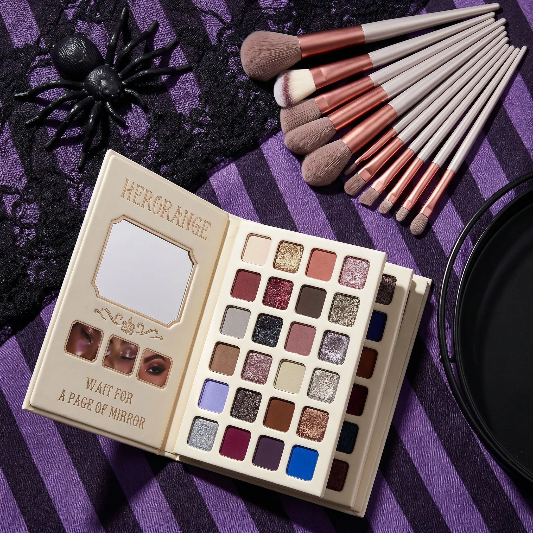 HERORANGE All-in-One 78-Color Makeup Book & Brush Set – Glitter & Matte Eyeshadow for Stage, Plus Lipstick, Highlighter & Blush – Ideal Cosmetics Gift Set for Women！