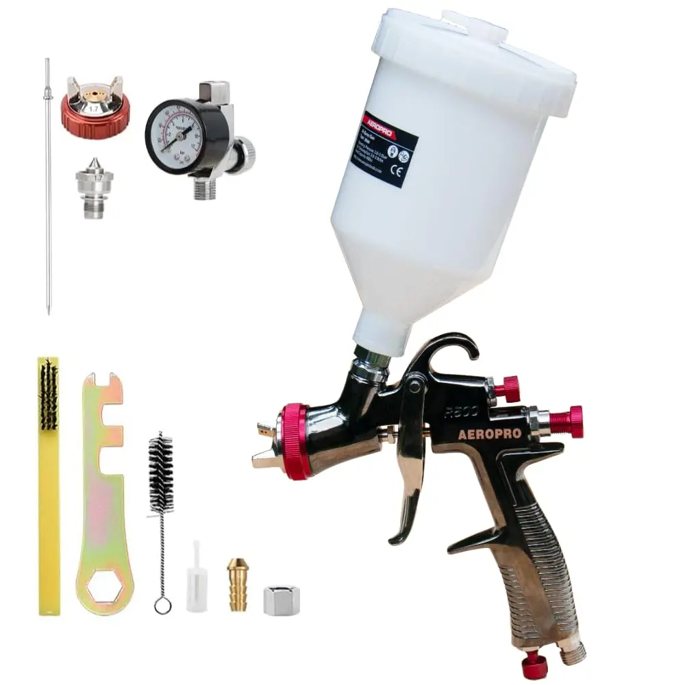AeroPro R500 LVLP Air Spray Gun - 1.3/1.5mm Nozzles, Air Regulator for Automotive & Furniture Painting | Automotive Paint Guns, Airbrush Tools, Liquid Spraying Tools, Paint Guns Automotive, Airbrush Spray Guns