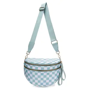 Checker Bumbag with Adjustable Strap and Zipper Closure for Everyday Use