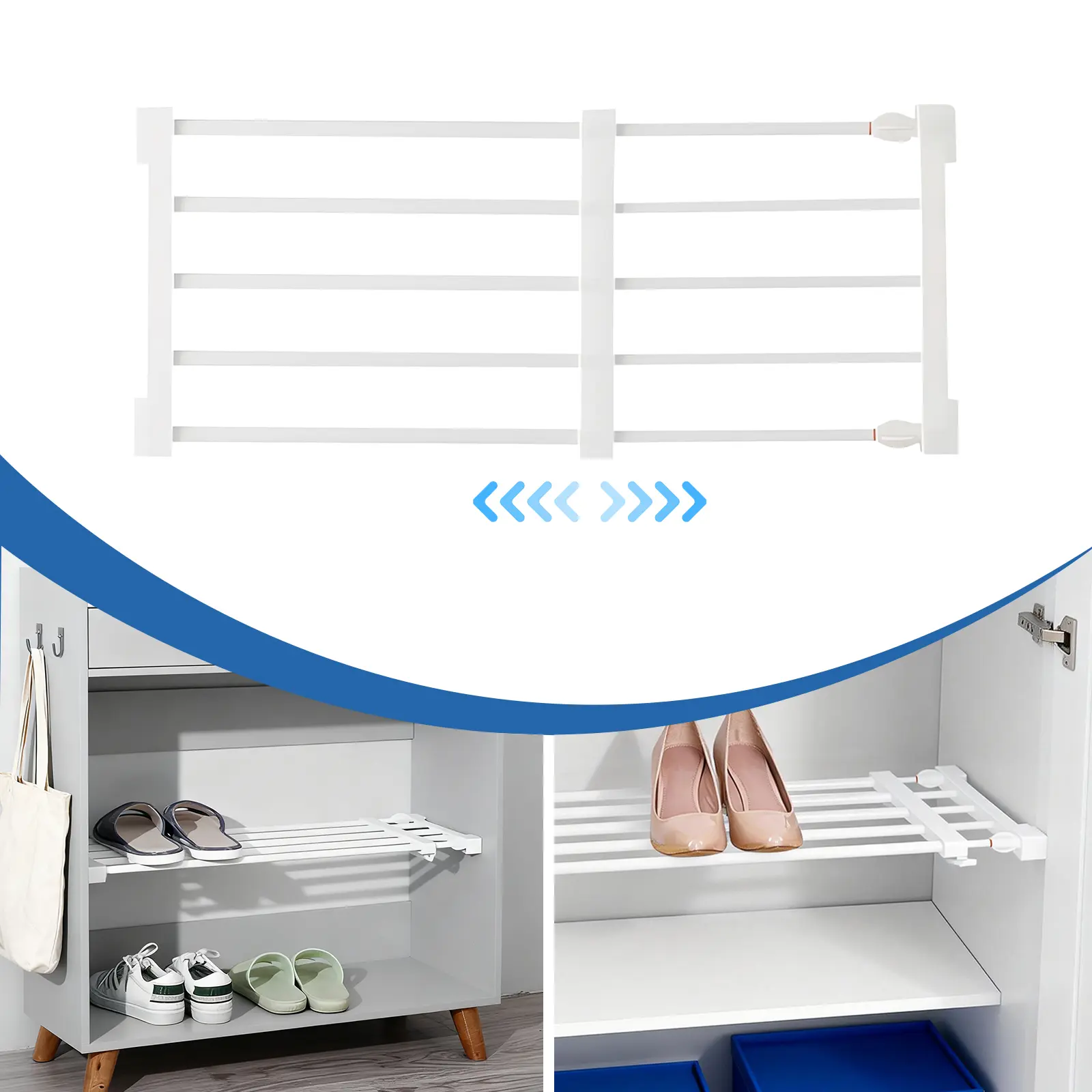 Adjustable Minimalist Carbon Steel Shelf Divider with Plastic Base - Tool-Free Installation, Ideal for Kitchen Cabinet, Clothes Storage Racks & Shelf Rack Organization