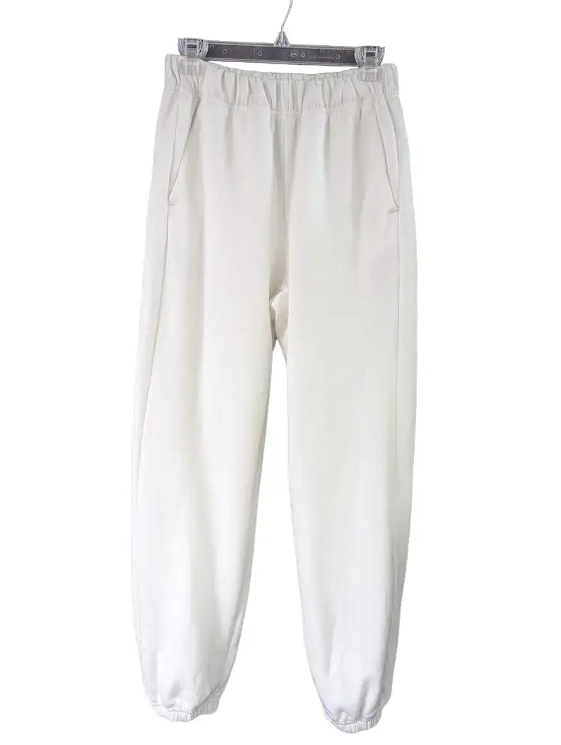Organic Joggers 100% Cotton Fleece Sweatpants - Natural White - Gender Neutral for Men & Women Soft Comfortable Casual Wear Lounging Light Activities