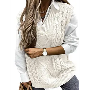 hoa vest blond girl Sweater Vest Vest Clip Vest Sleeveless Twist Sweater everyday green hoodie girl warmth button cardigan coat long sleeve knit pullover sweater Women's Long Open Front Blazer Sleeve Ribbed T-Shirt fashion bow print