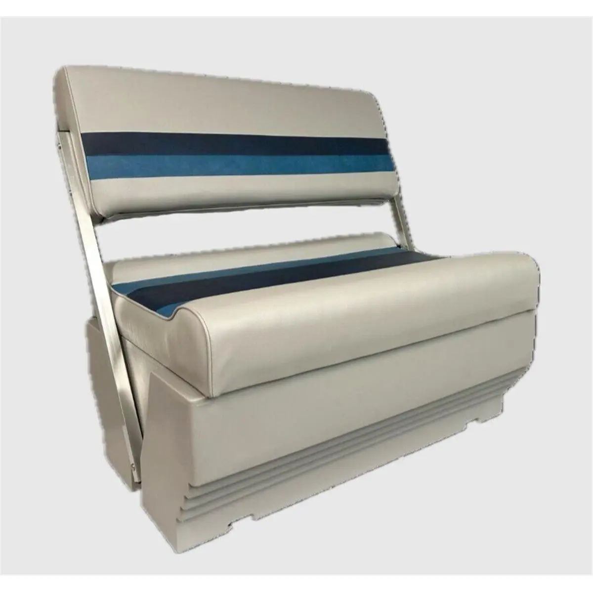 Horizon 3013-3020-ABDK 32 in. Premium Series Contoured Durable Pontoon Flip Flop Seat Cushion Set, Removable Seats, Base Gray-Navy-Blue, Fade-Resistant, High-Compression Foam Padding, Marine-Ready, Interchangeable Removable Outdoor Pads & Cushions