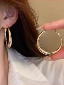 Women's Punk Hollow Out Metal Circle Earrings, Exaggerated Design, Alloy Material, Perfect for Daily Wear & Parties