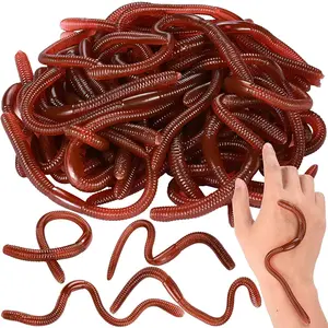 Realistic Rubber Worm Toys, Elastic Plastic Earthworms, Halloween April Fools' Day Prank Decorations, Party Supplies, 10pcs/20pcs