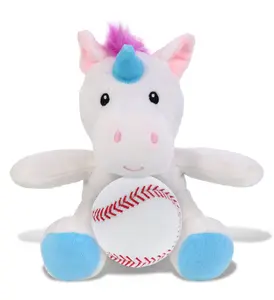 DOLLIBU 6-Inch Soft Fluffy Unicorn Stuffed Animal with Baseball Accessory, Ideal Customized Gift for Plush & Fluffy Stuffed Toys Enthusiasts, Plush Stuffed Toys