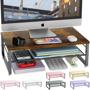 2-Tier Metal  Stand Riser, Desk Accessories & Workspace Desk Organizers, Office Desk Storage Organizer for Office Supplies ()