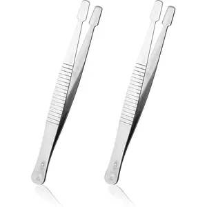 JJUNW 2 Pcs Stamp Collecting Supplies, Hot Stamp Tool Tweezers for Crafting, Stainless Steel Flat Wide Sticker Tweezers for Journaling Scrapbooking Stamping Supplies Model Building, Jewelry Craft