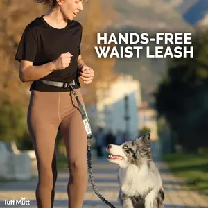 ‍ Hands-Free Dog Leash for Running | Tuff Mutt Bungee + Reflective Waist Belt