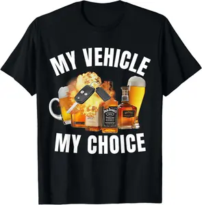 Cotton Gift Tee My Choice - My Vehicle My Choice - Funny T-Shirt - Black - Small - Short Sleeve - Crew Neck - Modern - Fun - Driving - Car Lovers - Humor Enthusiasts - Adults Fabric Menswear for all streetwear