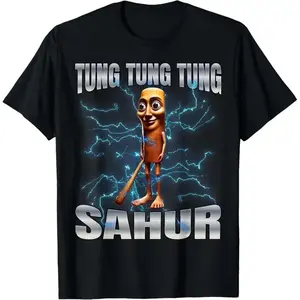 Unisex Cotton Graphic T Shirt Featuring Tung Tung Tung Sahur Design Comfortable Trendy Casual Tee