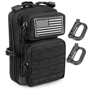 MOLLE Tactical Waist Pack | EDC Essentials Pouch for Tools, Phone & Medical Gear | Compact Design Fits 3-Day Backpacks FREE Flag Badge + 2 Carabiners!