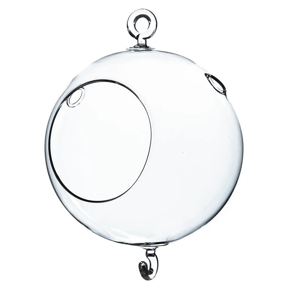 Athenas Garden HCH0105H2 7 x 5 in. Clear Round Hanging Votive Candle Holder & Vase Double Hook, Set of 2