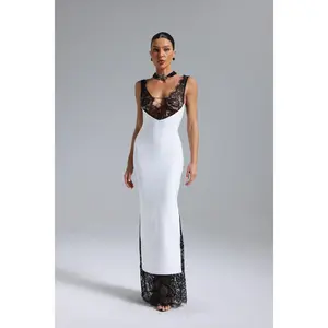 BellaBarnett Gunnhild Lace Deep V Maxi Dress
