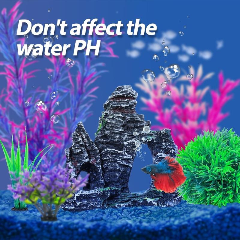 13 Aquarium Plants Cave Rock Decor Set& Fish Tank Artificial PlasticPlants,Fish Tank Accessories Small Large Aquarium Decorations Kit