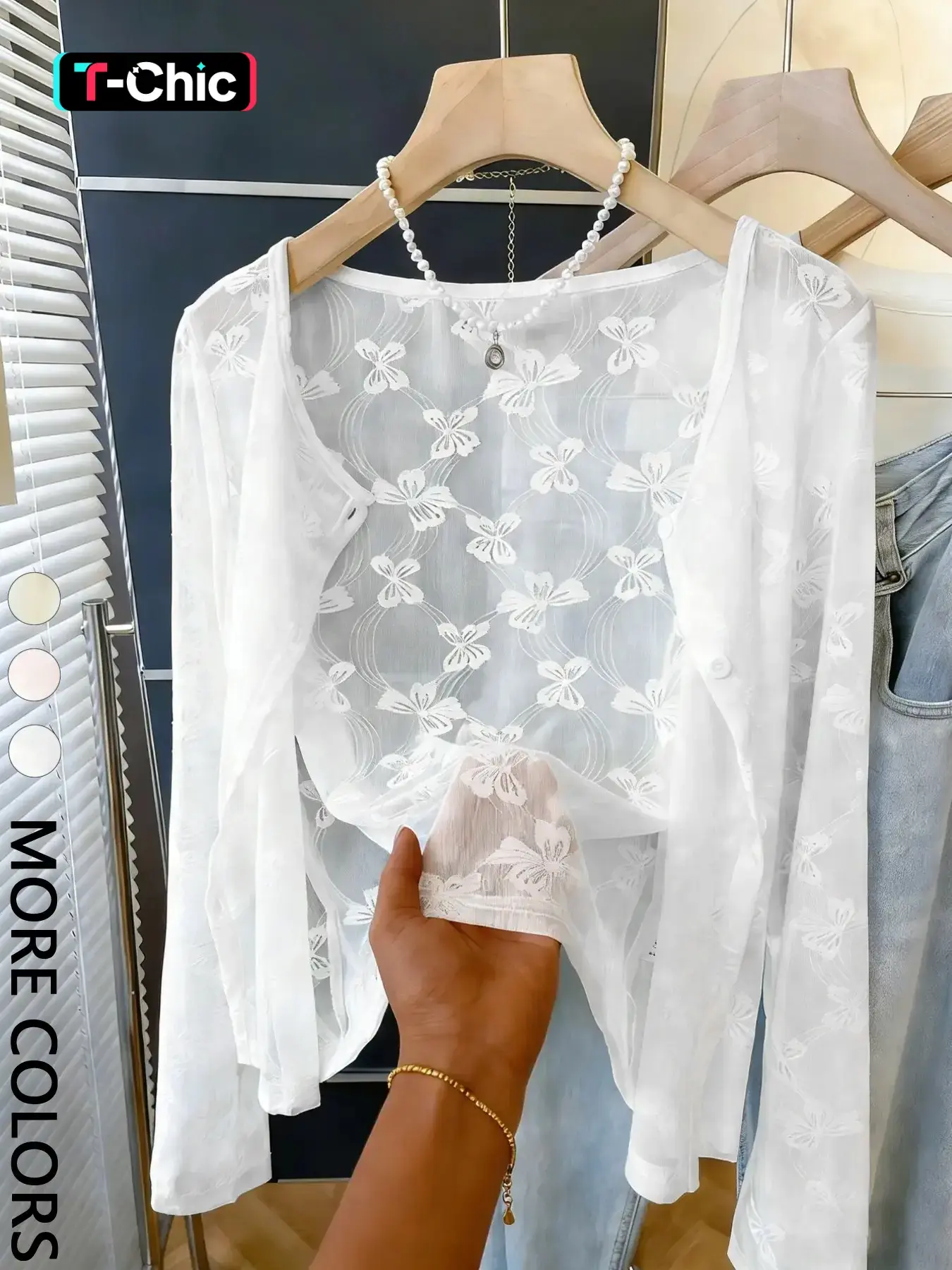 HALFI LONG SLEEVE TOP IN HIBISCUS CROCHET LACE IVORY - TikTok Shop