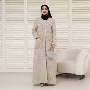 Women’s Premium Wool Blend Winter Coat – Hand-Decorated Sparkling Trim, Warm Elegant Outerwear NCC001