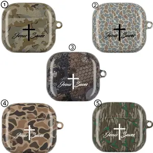 Jesus Saves Camo AirPods Pro Case, Christian Cross Earbuds Cover,Hunting Camouflage AirPods Case,Faith Gift for Him,Religious Tech Accessory