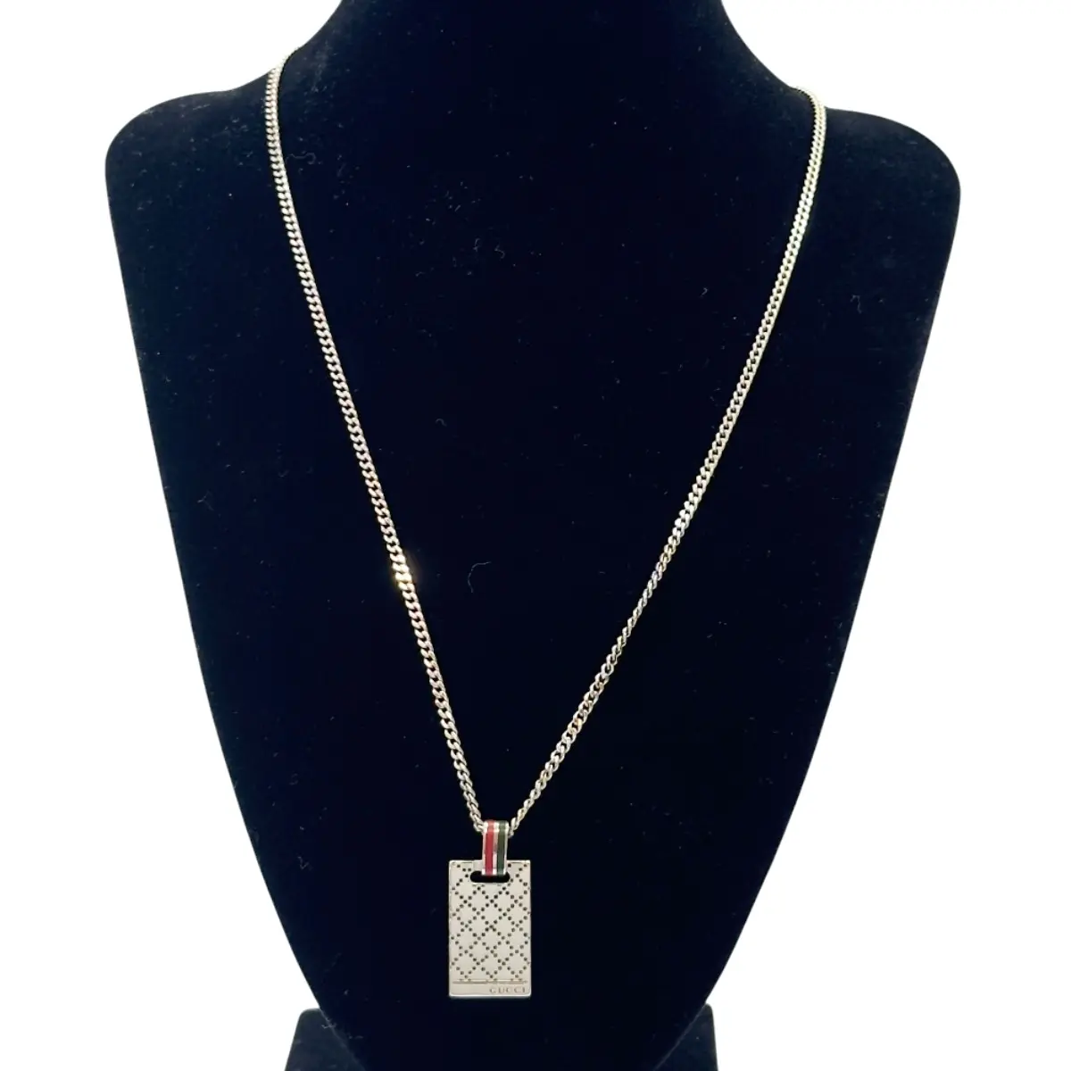 Pre-owned GUCCI Sterling Silver 925 (Ag925) Small Leather Goods Diamante Silver925 Enamel Necklace